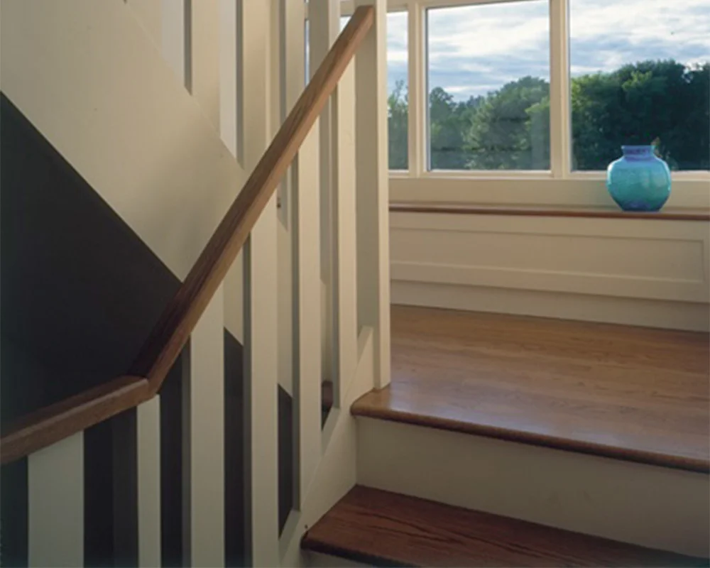 A view of the stairs from inside.